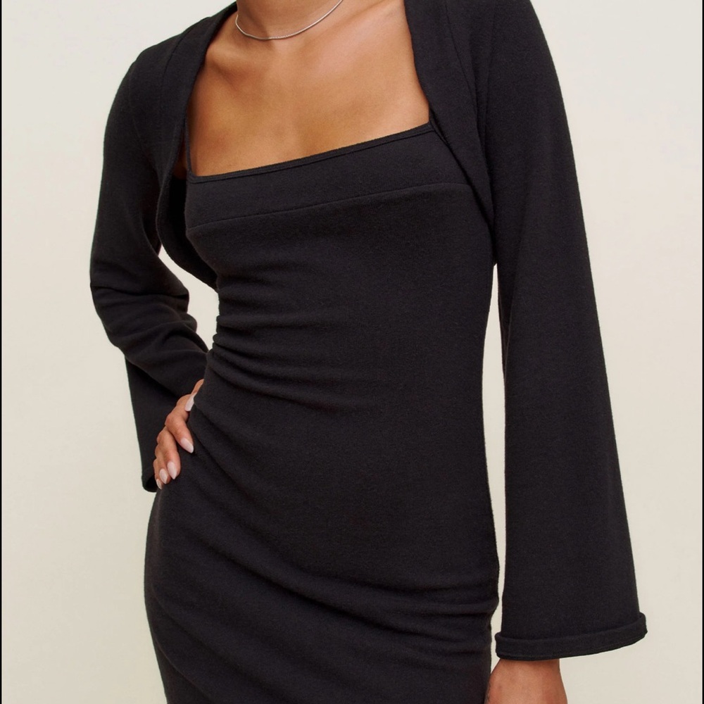 Reformation Black Long Sleeve Bodycon Dress